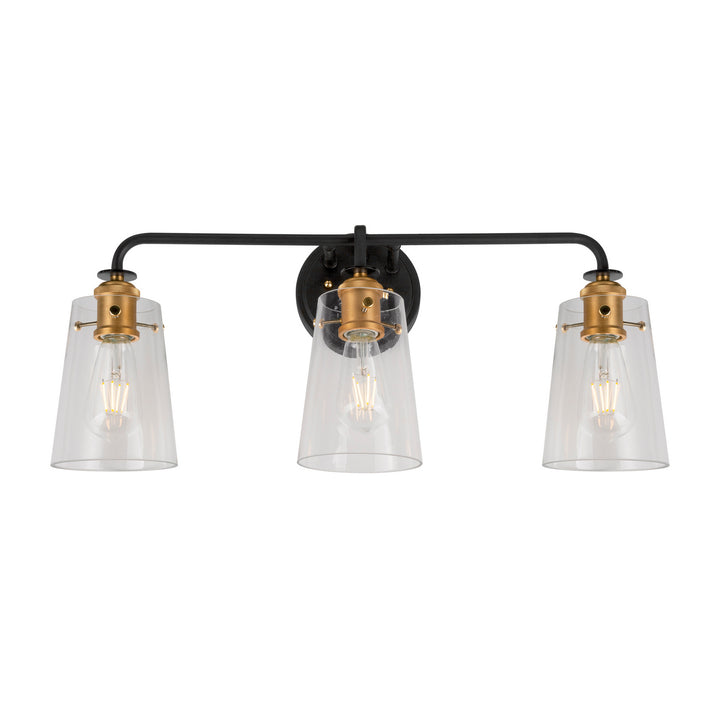 Forte Ronna 5118-03-62 Bath Vanity Light 25 in. wide - Black and Soft Gold