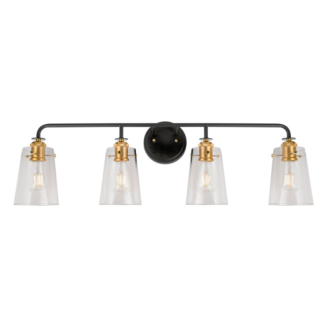 Forte Ronna 5118-04-62 Bath Vanity Light 35 in. wide - Black and Soft Gold