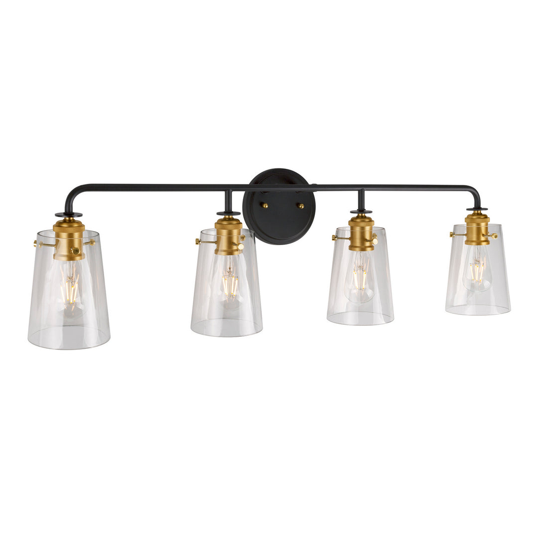 Forte Ronna 5118-04-62 Bath Vanity Light 35 in. wide - Black and Soft Gold