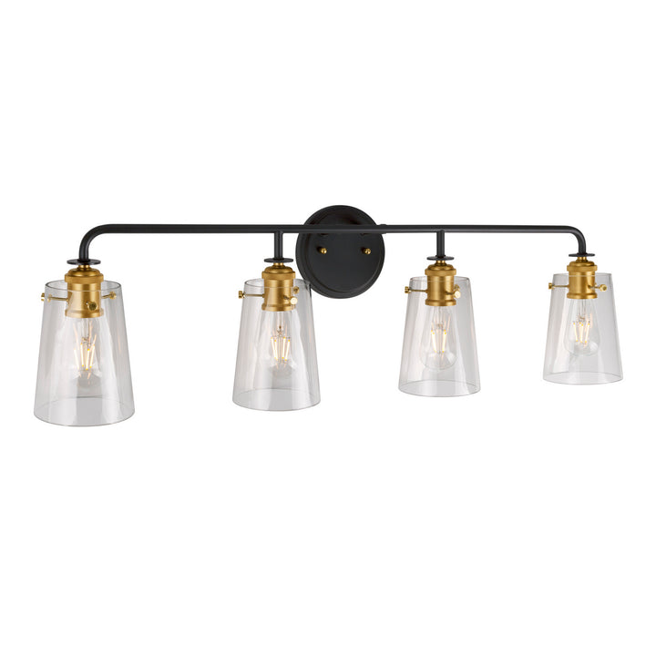 Forte Ronna 5118-04-62 Bath Vanity Light 35 in. wide - Black and Soft Gold