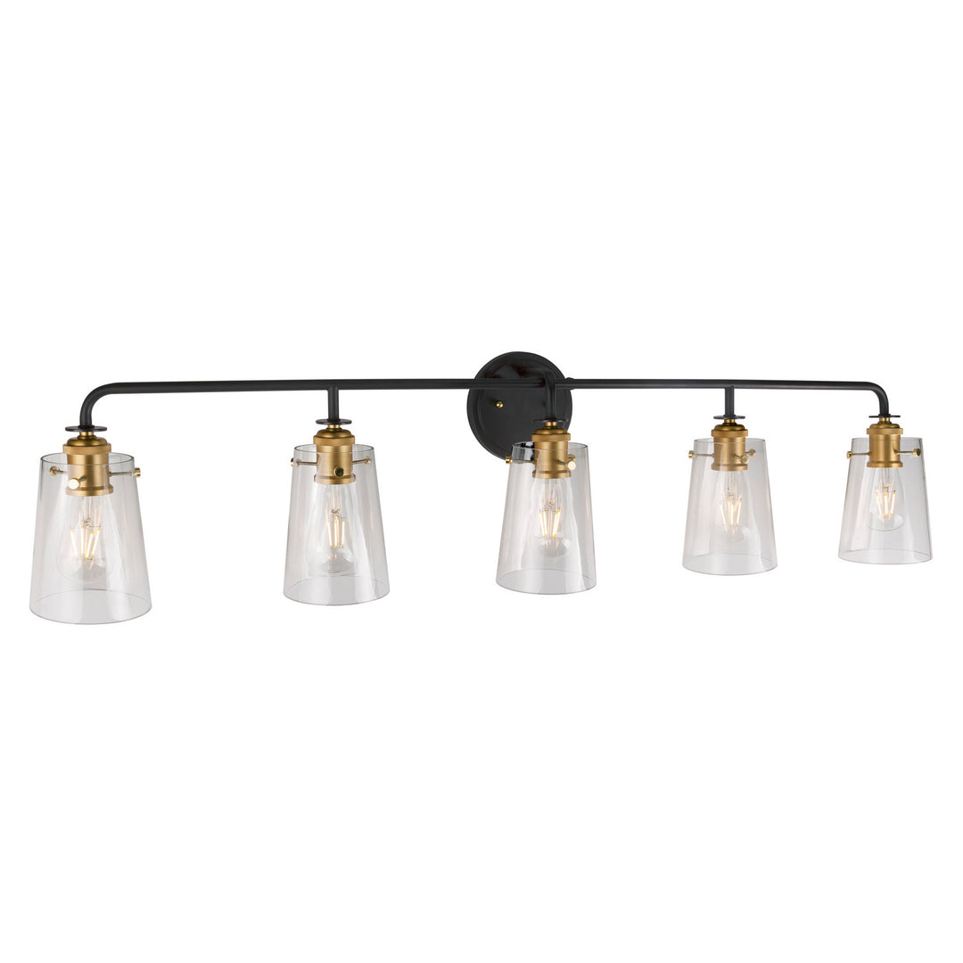 Forte Ronna 5118-05-62 Bath Vanity Light 45 in. wide - Black and Soft Gold