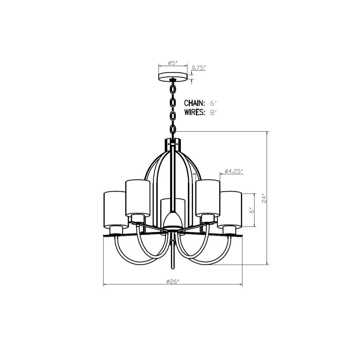 Forte Tama 2738-05-32 Chandelier Light - Antique Bronze