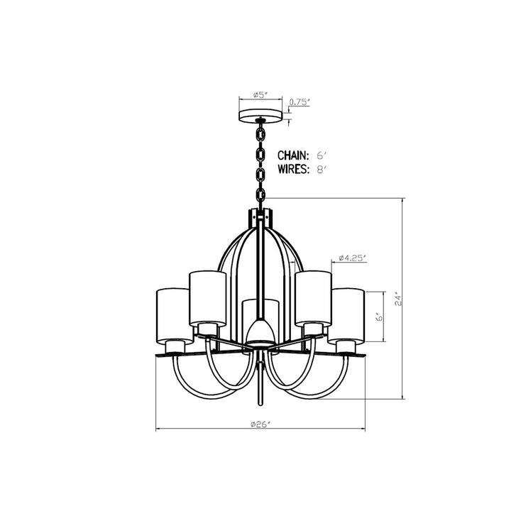 Forte Tama 2738-05-32 Chandelier Light - Antique Bronze