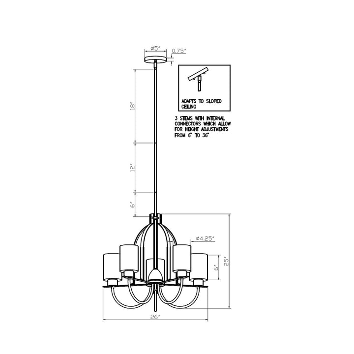 Forte Tama 2738-05-55 Chandelier Light - Brushed Nickel