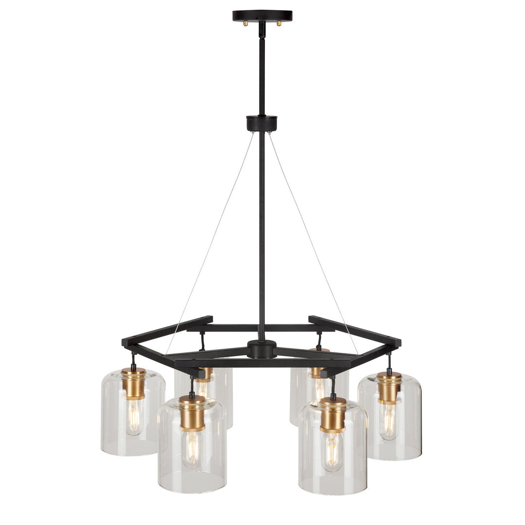 Forte Tyrone 2724-06-62 Chandelier Light - Black and Soft Gold