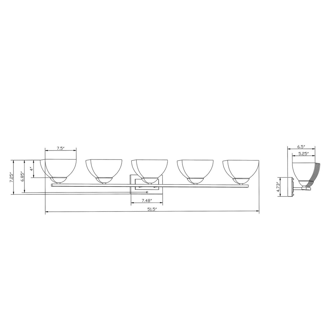 Forte Cora 5744-05-55 Bath Vanity Light 52 in. wide - Brushed Nickel