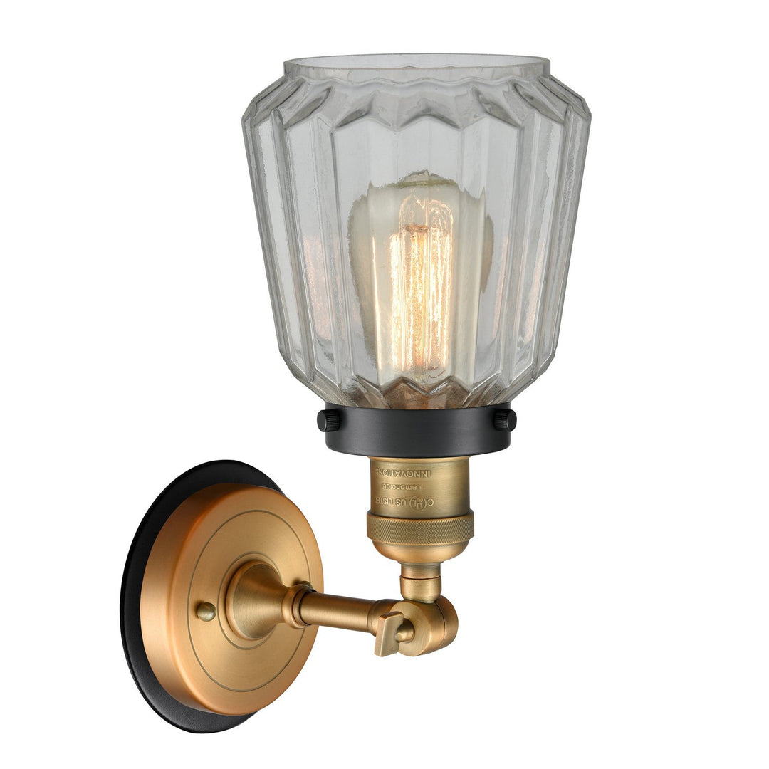 Innovations Franklin Restoration 203BB-BPBK-HRBK-G142 Wall Sconce Light - Brushed Brass