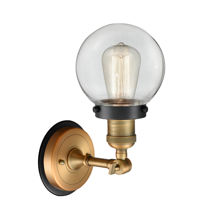 Innovations Franklin Restoration 203BB-BPBK-HRBK-G202-6 Wall Sconce Light - Brushed Brass