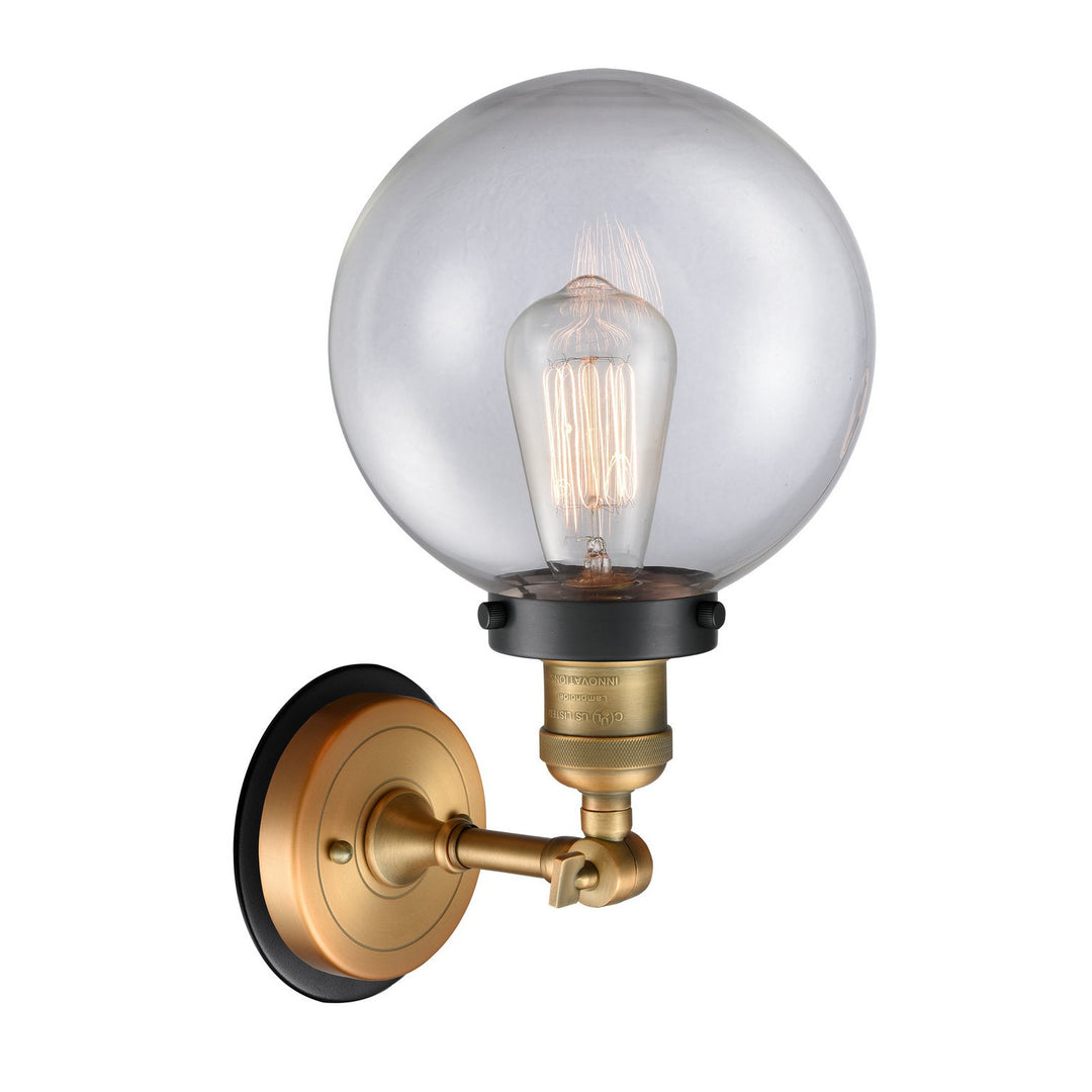 Innovations Franklin Restoration 203BB-BPBK-HRBK-G202-8 Wall Sconce Light - Brushed Brass