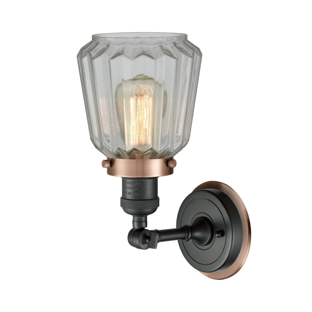 Innovations Franklin Restoration 203BK-BPAC-HRAC-G142 Wall Sconce Light - Matte Black