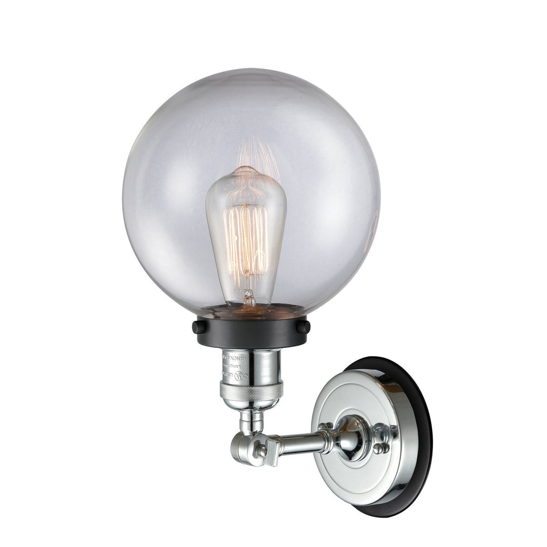 Innovations Franklin Restoration 203PC-BPBK-HRBK-G202-8 Wall Sconce Light - Polished Chrome