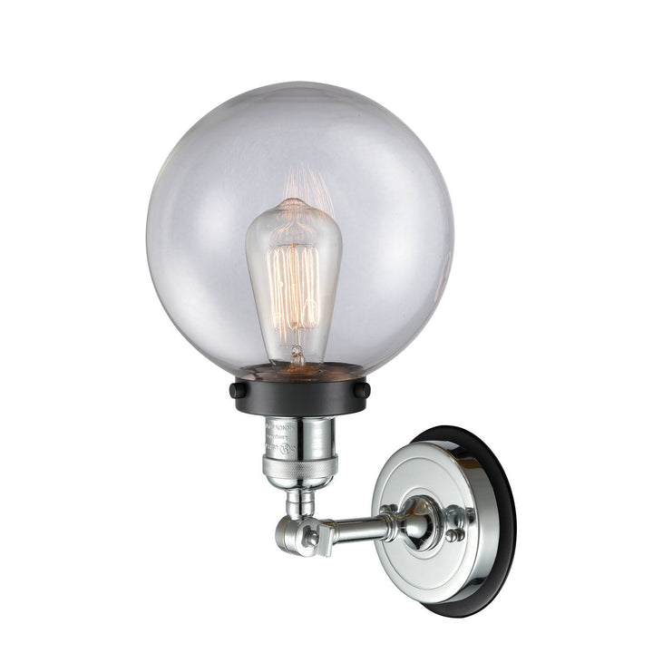 Innovations Franklin Restoration 203PC-BPBK-HRBK-G202-8 Wall Sconce Light - Polished Chrome