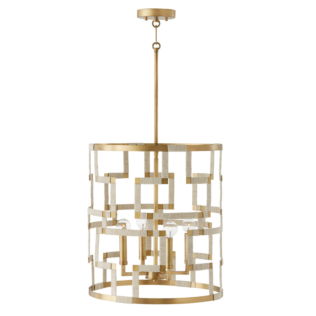 Capital Hala 541041NL Pendant Light - Bleached Natural Jute and Patinaed Brass