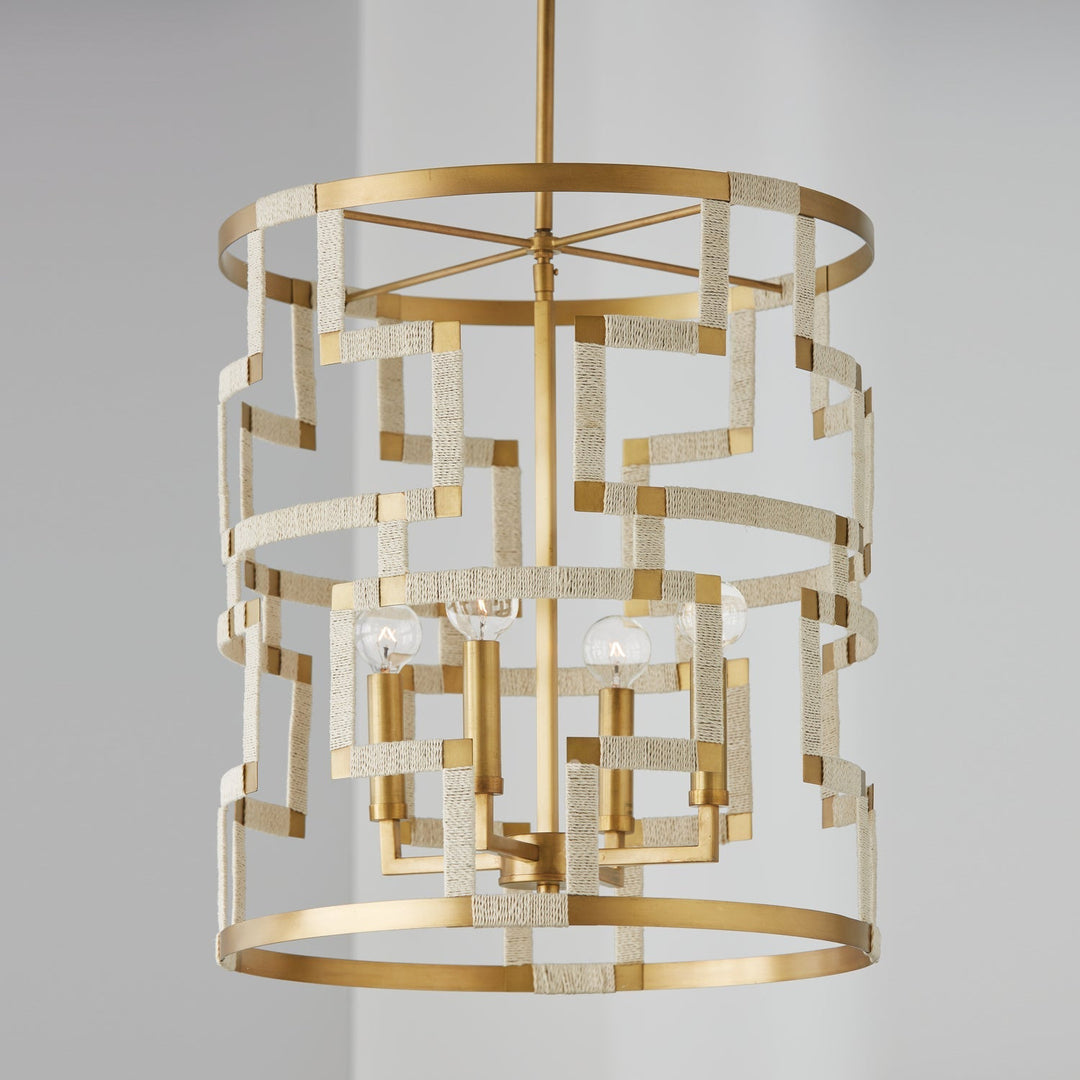 Capital Hala 541041NL Pendant Light - Bleached Natural Jute and Patinaed Brass