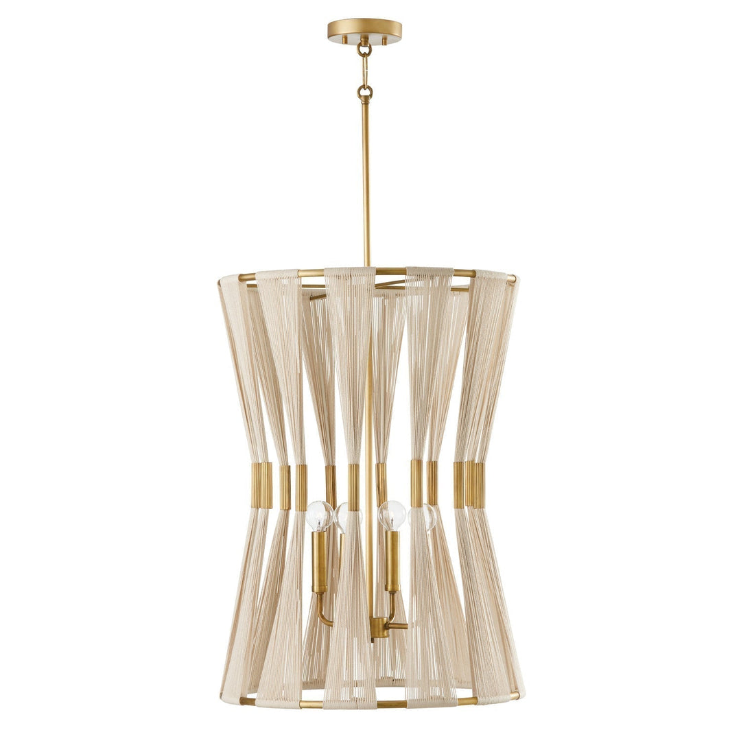 Capital Bianca 541141NP Pendant Light - Bleached Natural Rope and Patinaed Brass