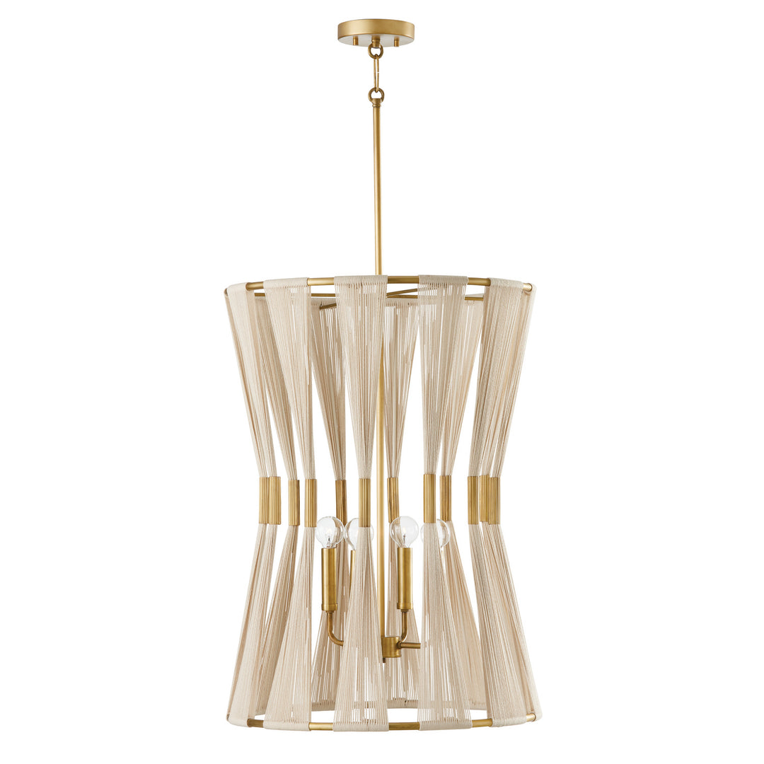 Capital Bianca 541141NP Pendant Light - Bleached Natural Rope and Patinaed Brass