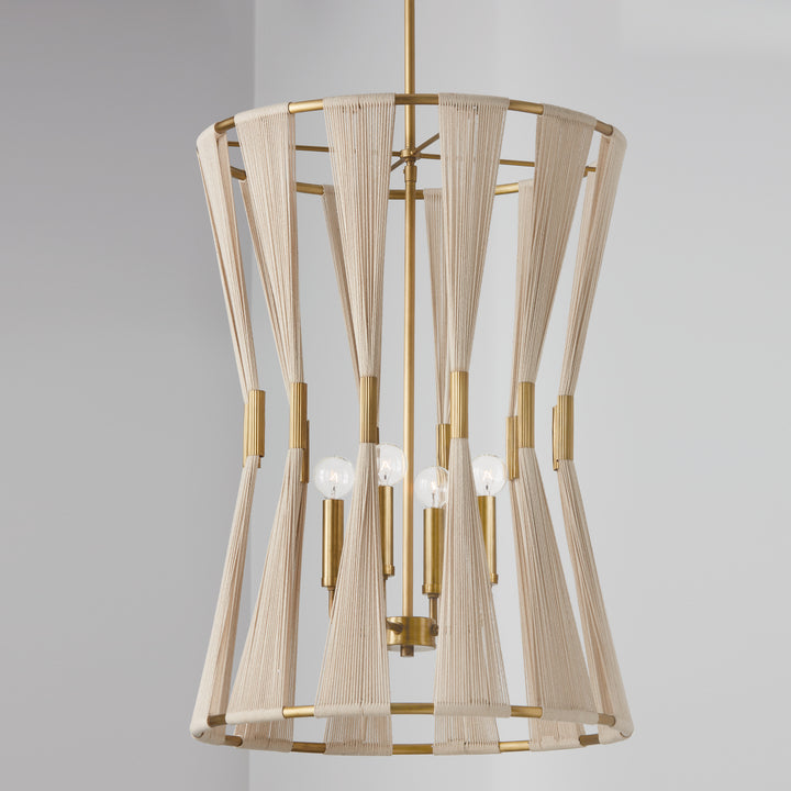 Capital Bianca 541141NP Pendant Light - Bleached Natural Rope and Patinaed Brass