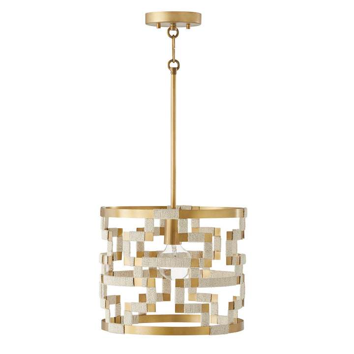 Capital Hala 341011NL Pendant Light - Bleached Natural Jute and Patinaed Brass