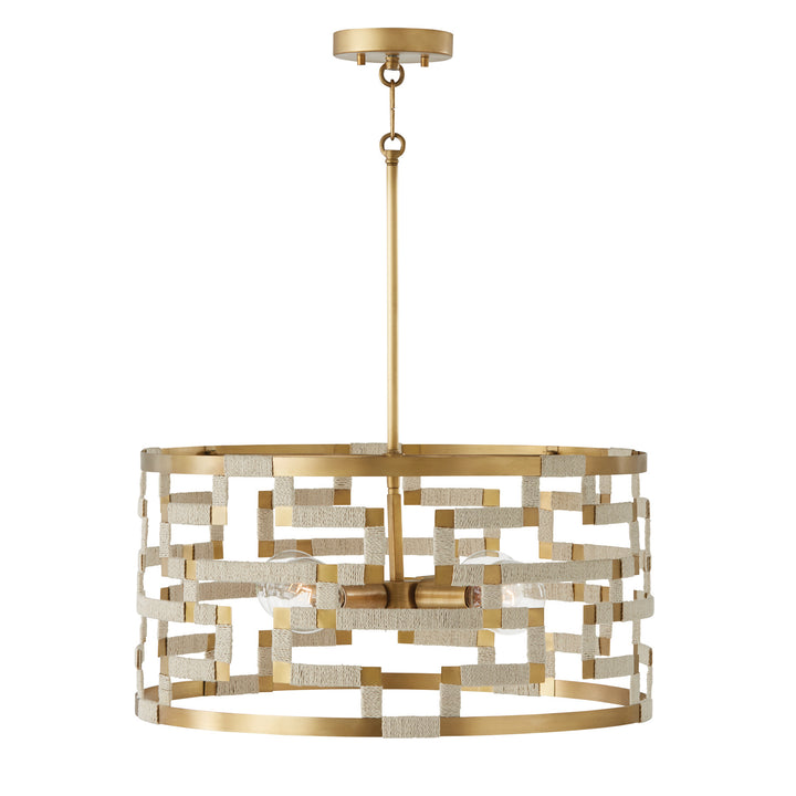 Capital Hala 341041NL Pendant Light - Bleached Natural Jute and Patinaed Brass