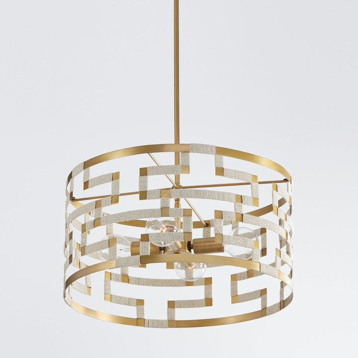 Capital Hala 341041NL Pendant Light - Bleached Natural Jute and Patinaed Brass