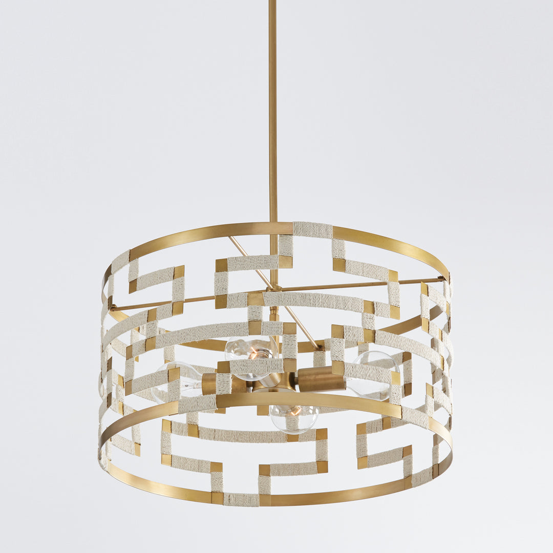 Capital Hala 341041NL Pendant Light - Bleached Natural Jute and Patinaed Brass