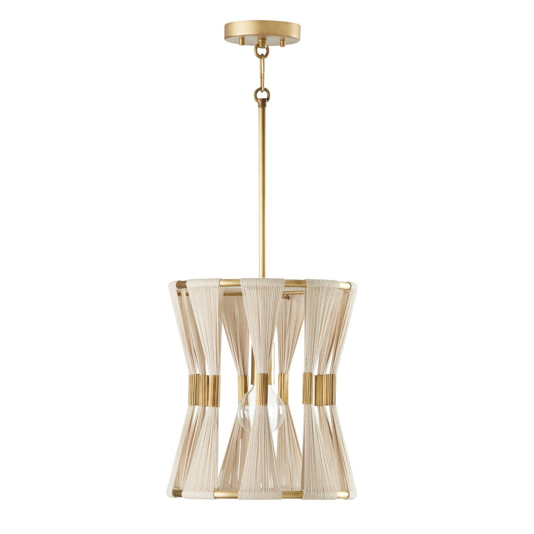 Capital Bianca 341111NP Pendant Light - Bleached Natural Rope and Patinaed Brass