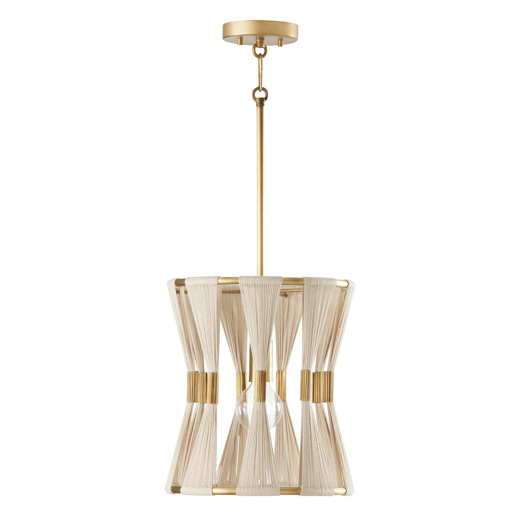 Capital Bianca 341111NP Pendant Light - Bleached Natural Rope and Patinaed Brass