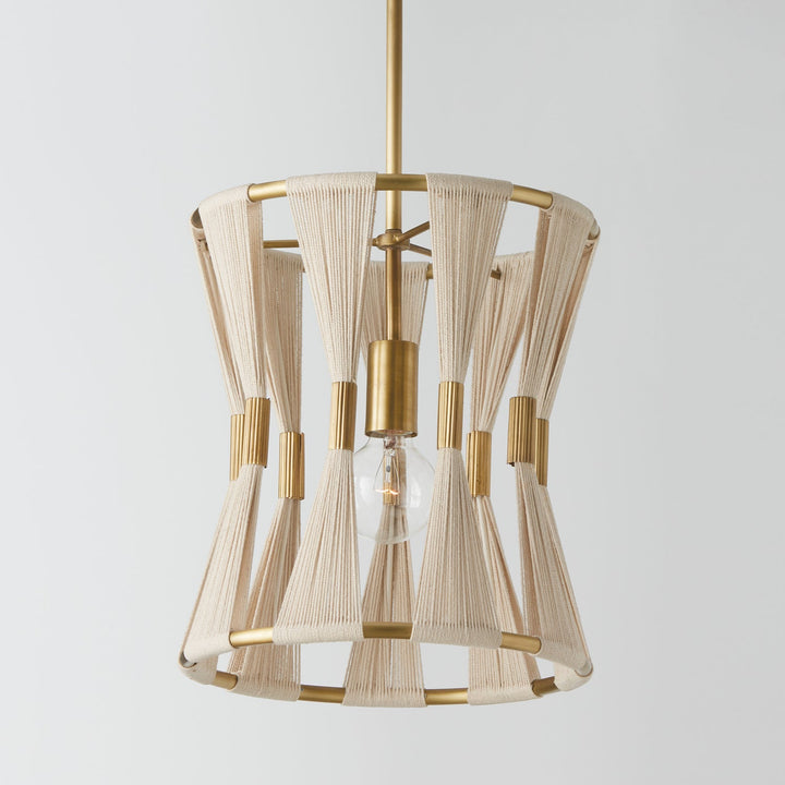 Capital Bianca 341111NP Pendant Light - Bleached Natural Rope and Patinaed Brass