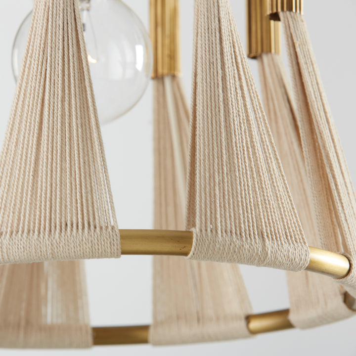 Capital Bianca 341111NP Pendant Light - Bleached Natural Rope and Patinaed Brass