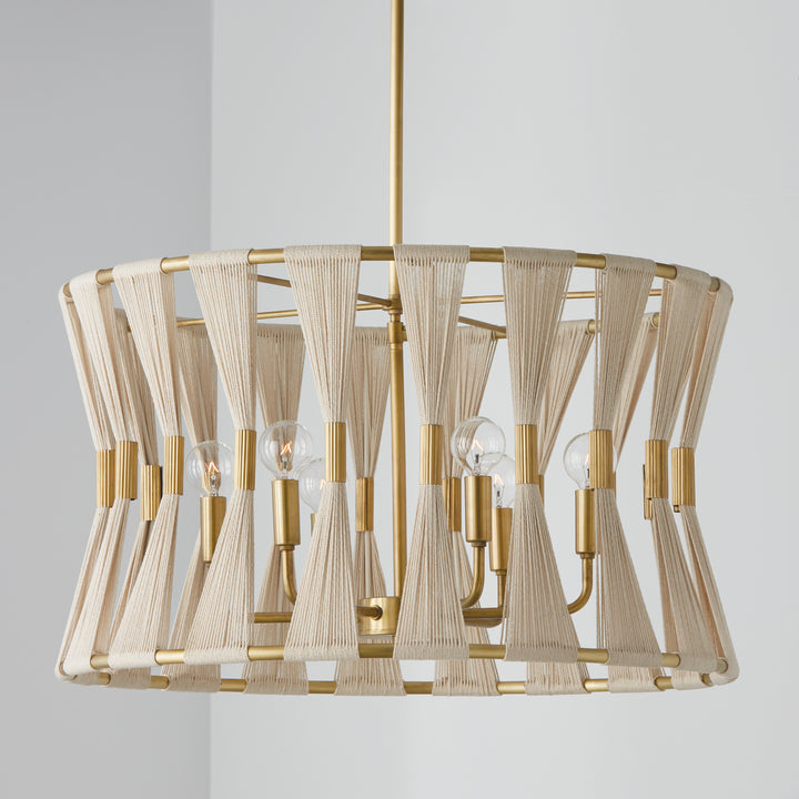 Capital Bianca 341161NP Pendant Light - Bleached Natural Rope and Patinaed Brass