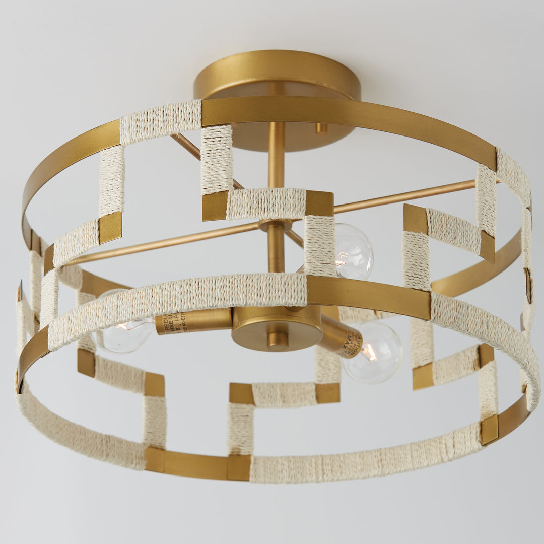 Capital Hala 241031NL Ceiling Light - Bleached Natural Jute and Patinaed Brass