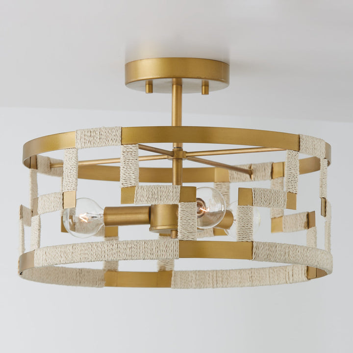 Capital Hala 241031NL Ceiling Light - Bleached Natural Jute and Patinaed Brass