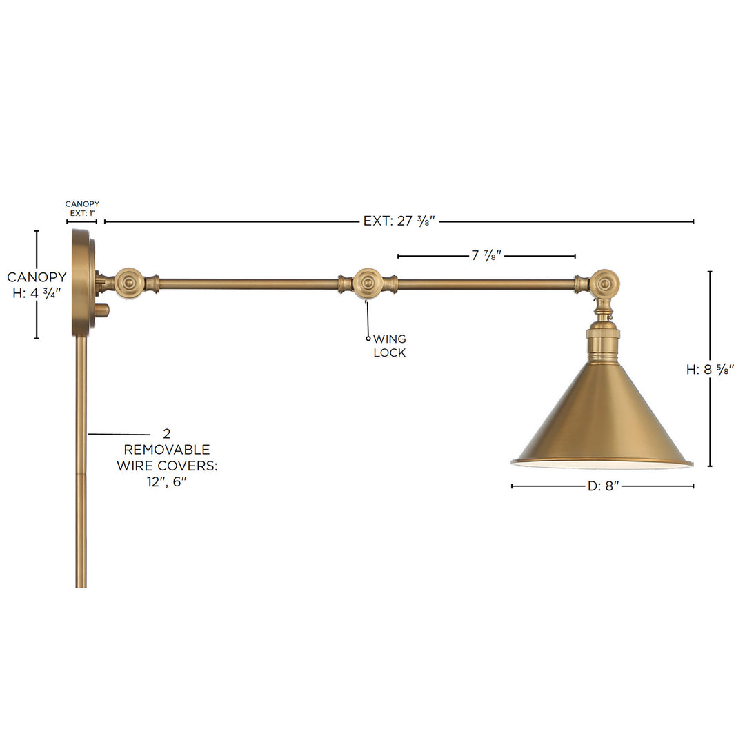 Nuvo Lighting 60-7361 Delancey One Light Swing Arm Wall Lamp Lamp Brass