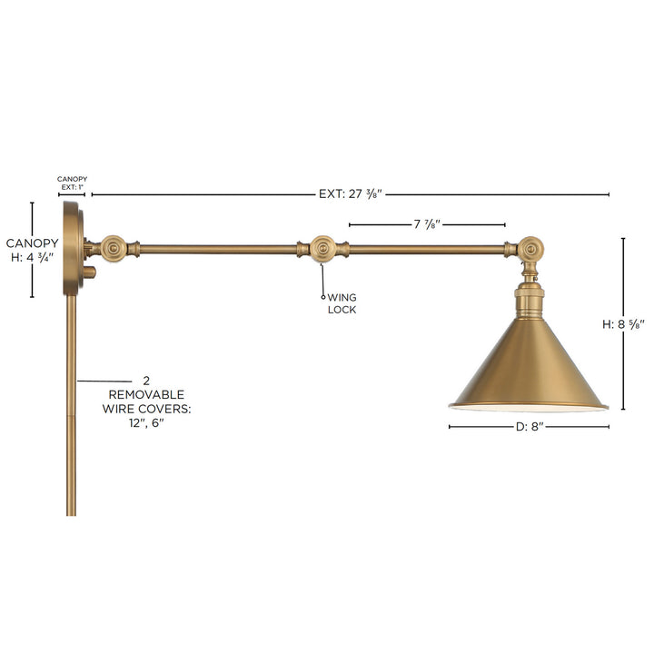 Nuvo Lighting 60-7361 Delancey One Light Swing Arm Wall Lamp Lamp Brass