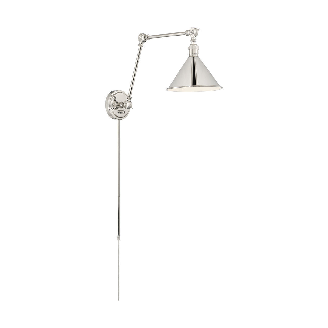 Nuvo Lighting 60-7362 Delancey One Light Swing Arm Wall Lamp Lamp Polished Nickel