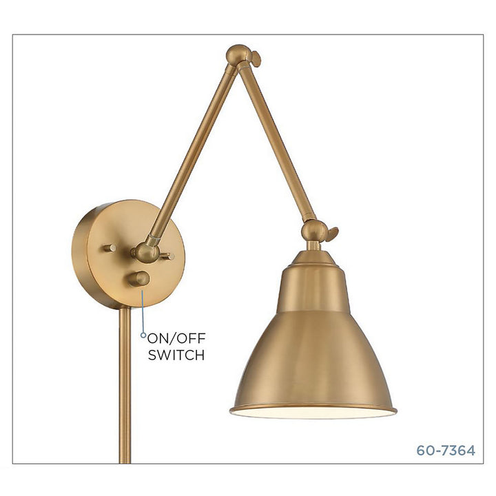 Nuvo Lighting 60-7364 Fulton One Light Swing Arm Wall Lamp Lamp Brass