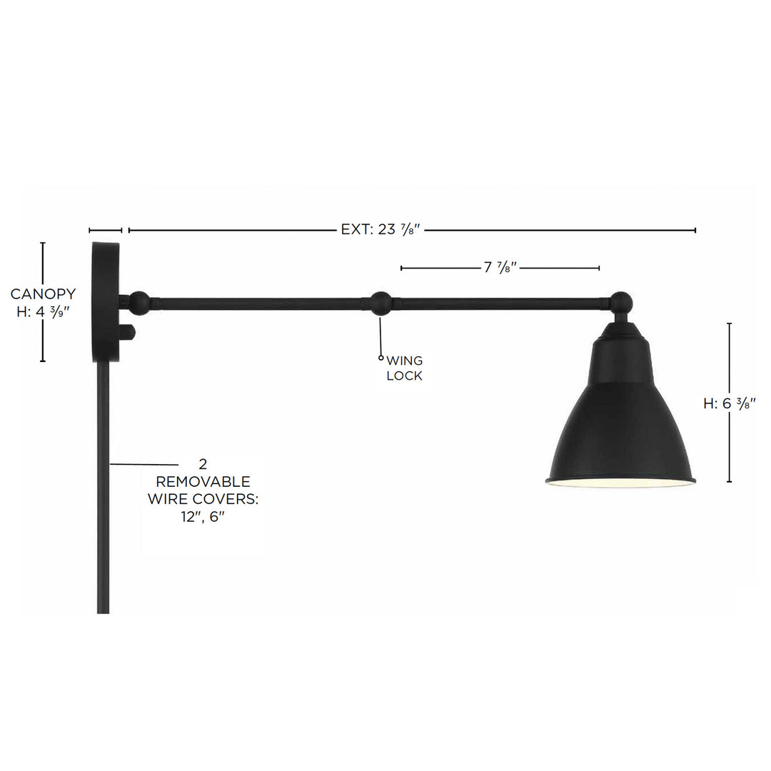 Nuvo Lighting 60-7366 Fulton One Light Swing Arm Wall Lamp Lamp Black