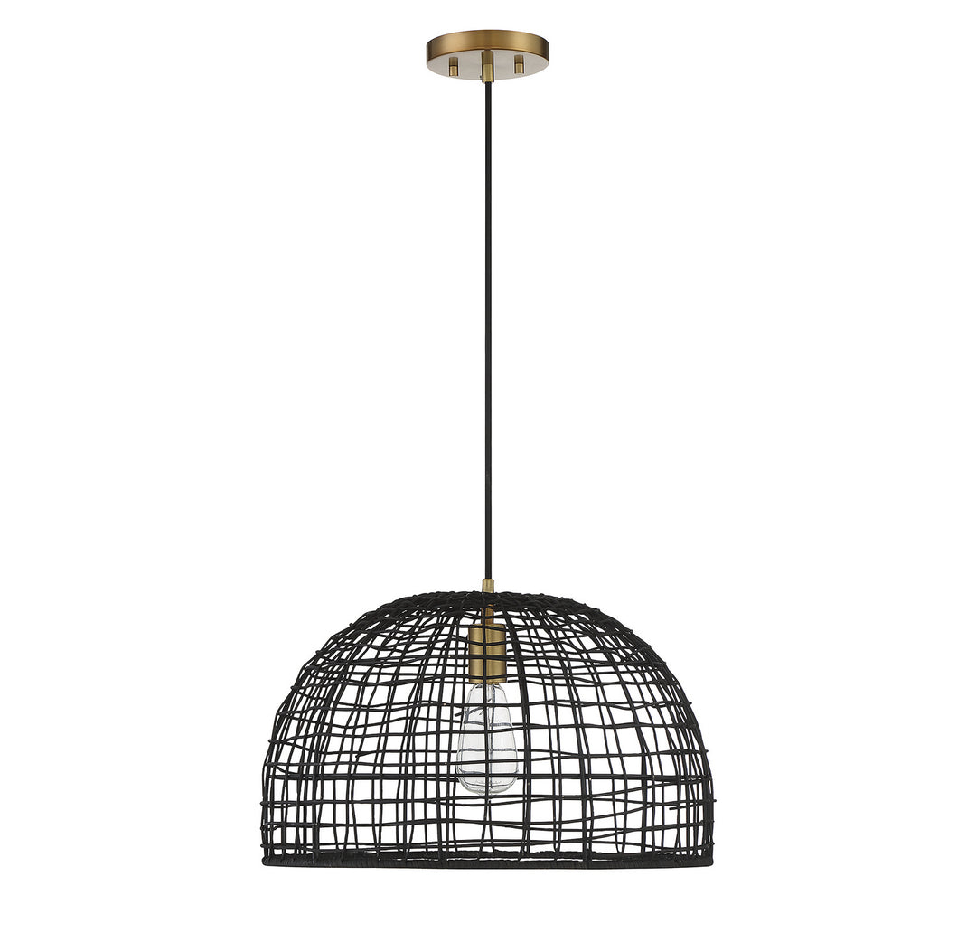 Meridian M70105BRNB Pendant Light - Black with Natural Brass Accents