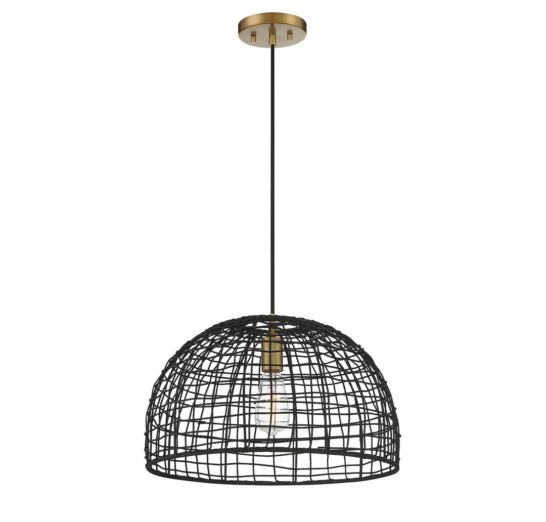 Meridian M70105BRNB Pendant Light - Black with Natural Brass Accents