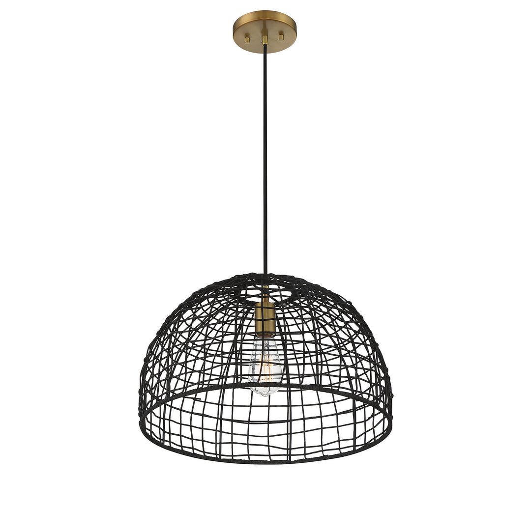 Meridian M70105BRNB Pendant Light - Black with Natural Brass Accents