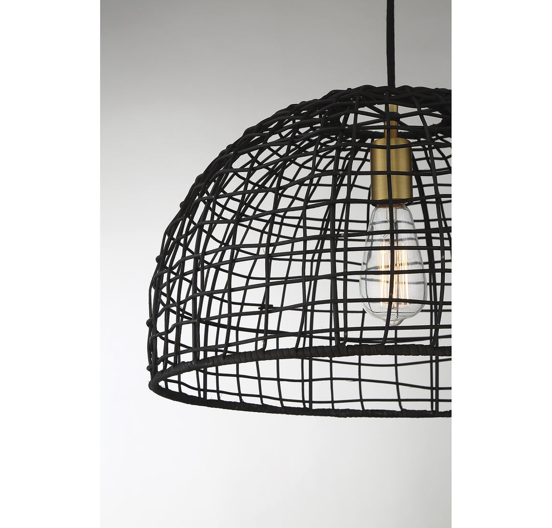 Meridian M70105BRNB Pendant Light - Black with Natural Brass Accents