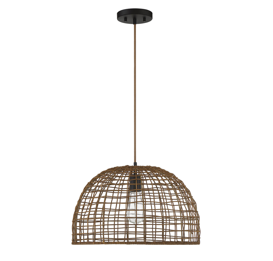 Meridian M70105DR Pendant Light - Dark Rattan with a Dark Brown Socket