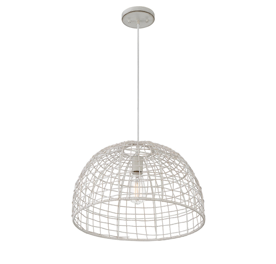 Meridian M70105WR Pendant Light - White Rattan with a White Socket