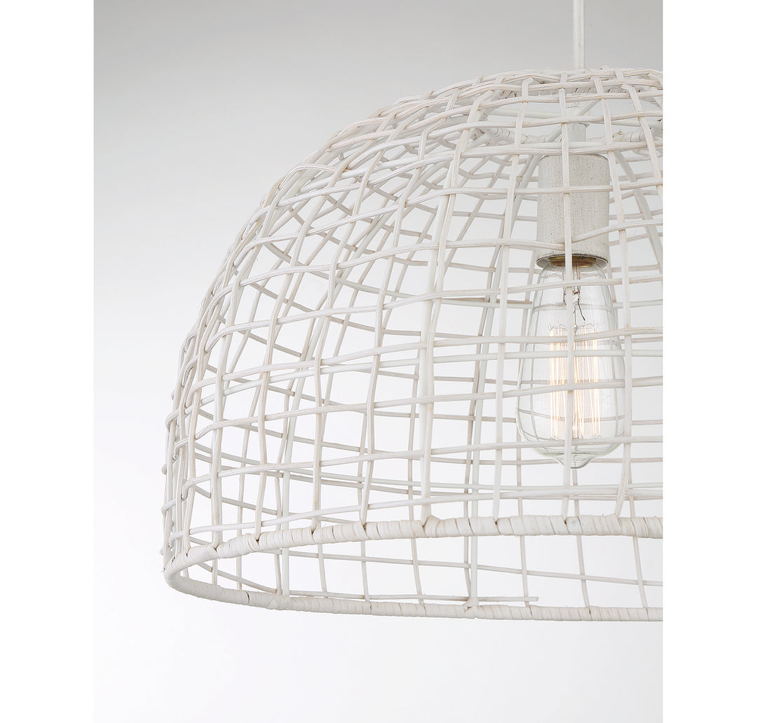 Meridian M70105WR Pendant Light - White Rattan with a White Socket