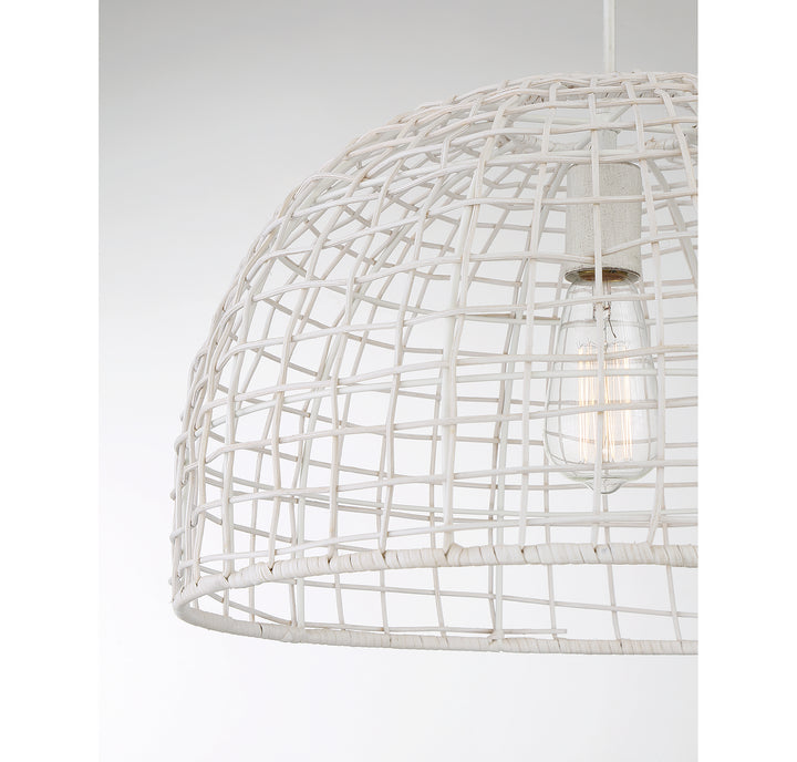 Meridian M70105WR Pendant Light - White Rattan with a White Socket