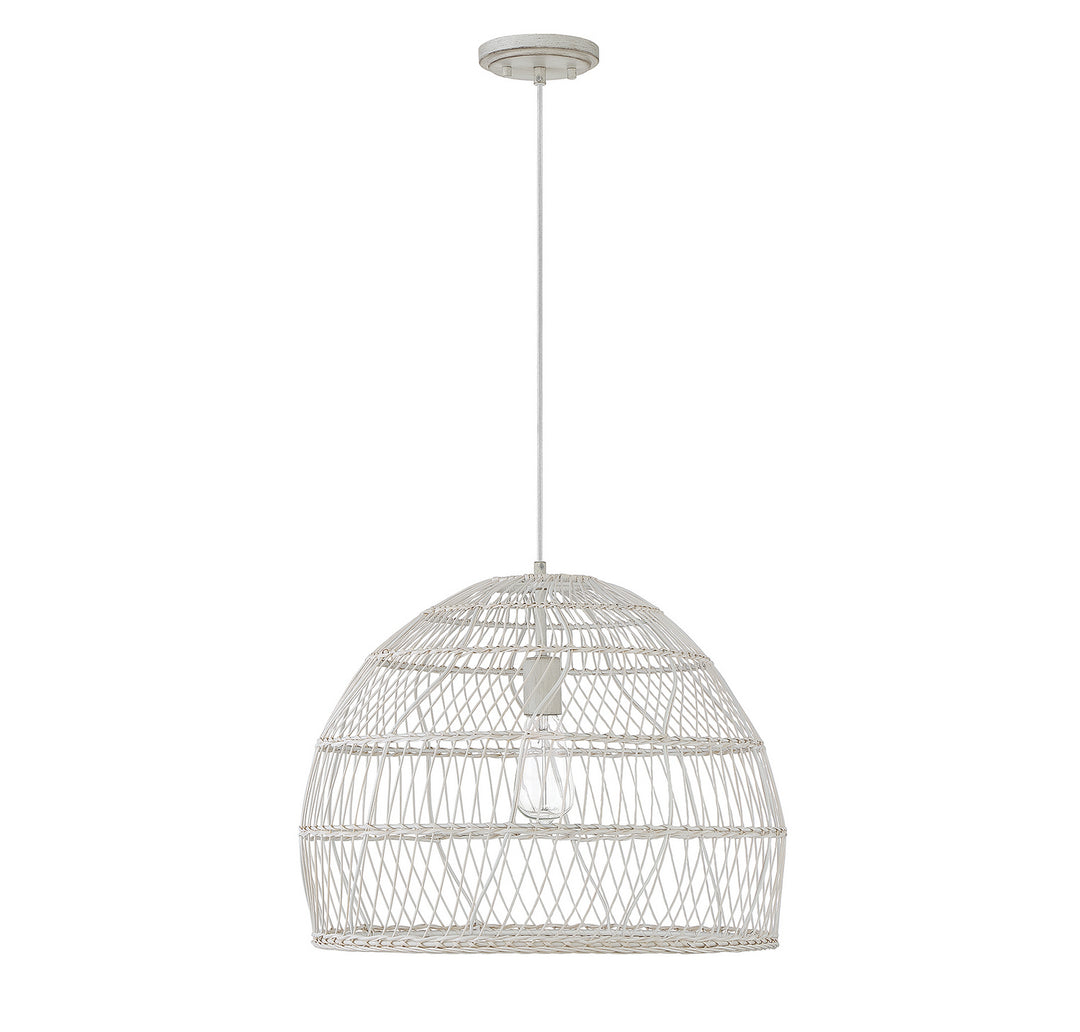 Meridian M70106WR Pendant Light - White Rattan with a White Socket