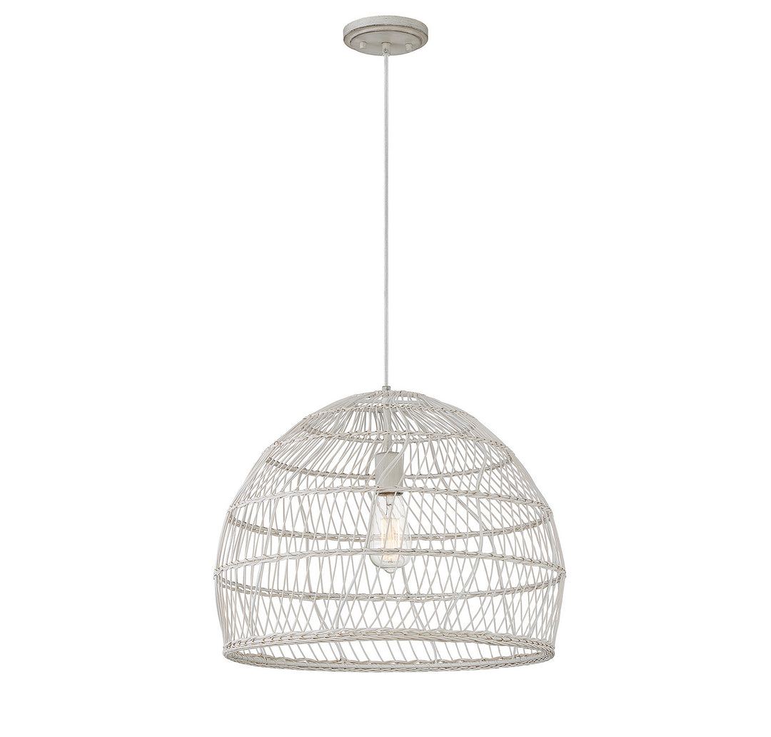 Meridian M70106WR Pendant Light - White Rattan with a White Socket