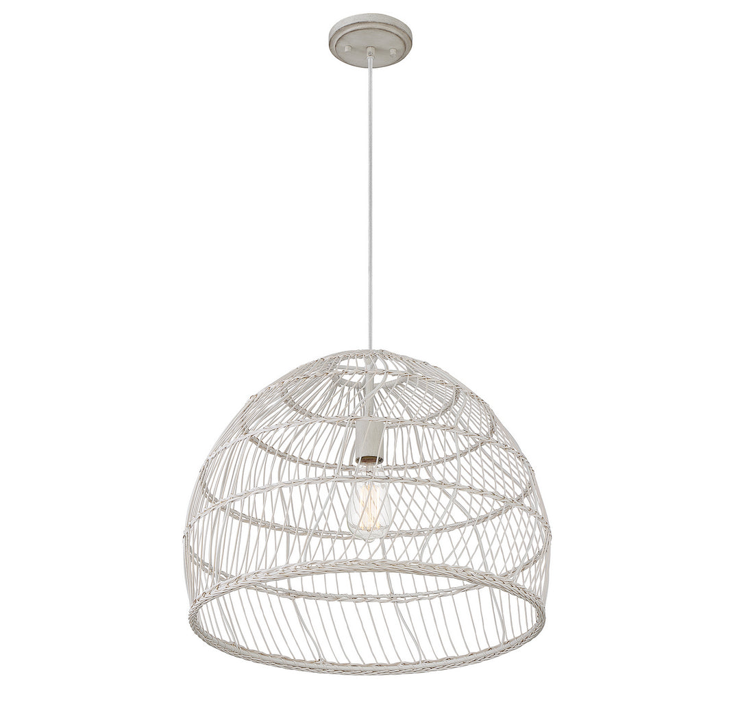 Meridian M70106WR Pendant Light - White Rattan with a White Socket