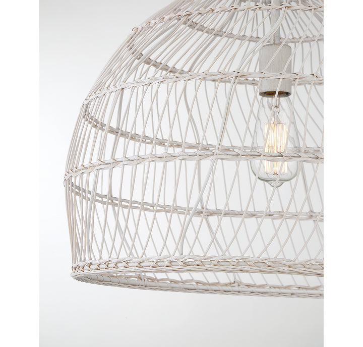 Meridian M70106WR Pendant Light - White Rattan with a White Socket