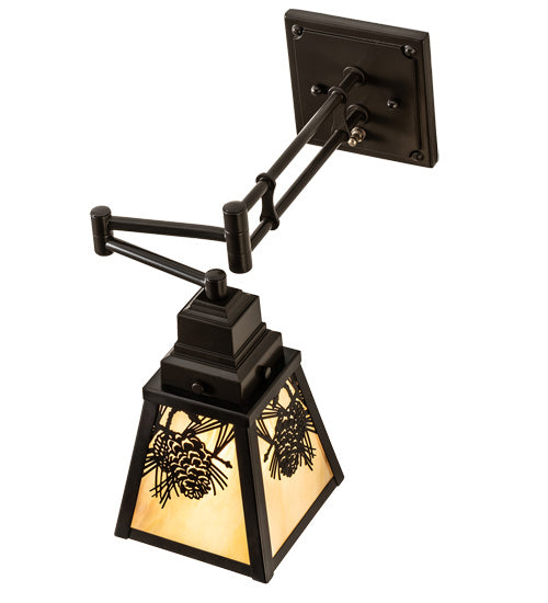 Meyda Tiffany Lighting 235906 Winter Pine One Light Swing Arm Wall Sconce Lamp Bronze / Dark